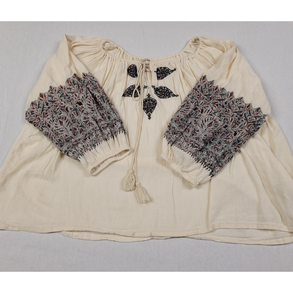 Denim & Supply Ralph Lauren Ivory Embroidered Top Blouse Women's Size M